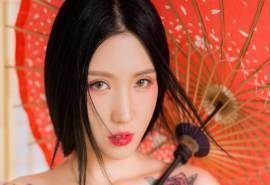 性感妩媚和服美女纹身诱人写真桌面壁纸