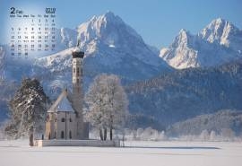 2018年2月唯美冬日雪景图片日历壁纸