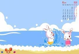 2018年6月可爱卡通兔子图片日历壁纸