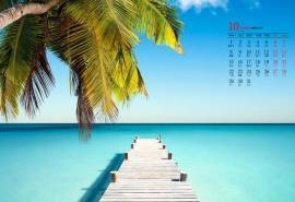 2018年10月蓝色大海唯美图片日历壁纸