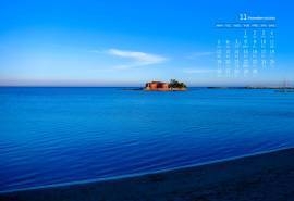 2018年11月蓝色大海风景日历图片壁纸