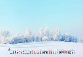 2019年1月冬季雪景日历壁纸图片