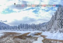 2019年1月寒冷冬日雪景唯美高清日历壁纸