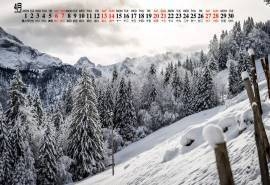 2019年4月唯美冬日雪景日历壁纸