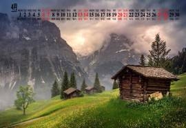 2019年4月唯美山水风景图片日历壁纸