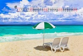 2019年6月蓝色大海风景图片桌面日历壁纸