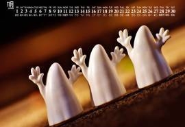 2019年11月万圣节装饰品图片日历壁纸