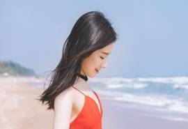 李兰迪浪漫海边写真桌面壁纸