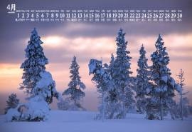 2020年4月唯美雪景图片日历壁纸