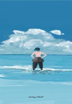 鬼灭之刃背影插画高清手机壁纸
