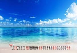 2020年5月碧海蓝天海边风景桌面日历壁纸