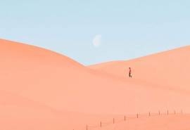 小清新沙漠风景插画高清手机壁纸