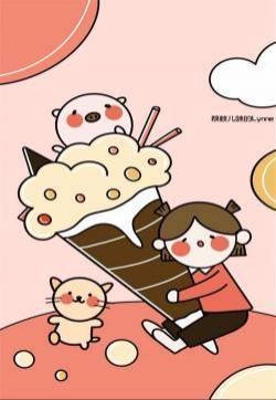 可爱小女孩手绘手机壁纸