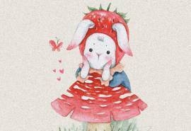 可爱卡通兔子插画高清手机壁纸
