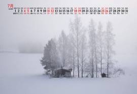 2020年7月唯美白色雪景日历壁纸
