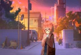 海洋中的动漫少女桌面壁纸