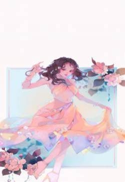 甜美手绘可爱女生插画手机壁纸