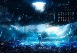 2020年10月二次元孤单唯美背影日历壁纸