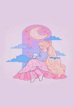 粉色少女卡通手绘手机壁纸
