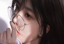戴眼镜的二次元美女桌面壁纸