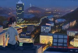 绚烂绮丽动漫夕阳风景桌面壁纸