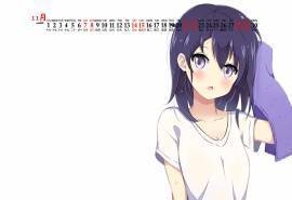 2020年11月治愈系软萌动漫美女日历壁纸