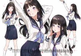 2020年11月水中的动漫少女日历壁纸