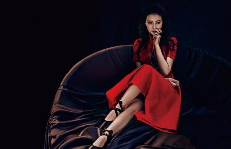 高清中国内地影视北京女演员高圆圆蓝色长裙优雅写真桌面壁纸第0张