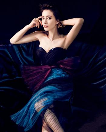高清中国内地影视北京女演员高圆圆蓝色长裙优雅写真桌面壁纸第2张