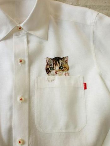 可爱猫咪手工创意刺绣图片：口袋里的喵星人第6张