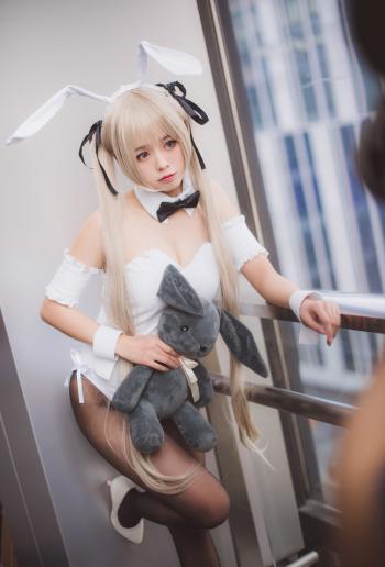 兔女郎游戏美女春日野穹同人COS性感制服诱惑写真第0张