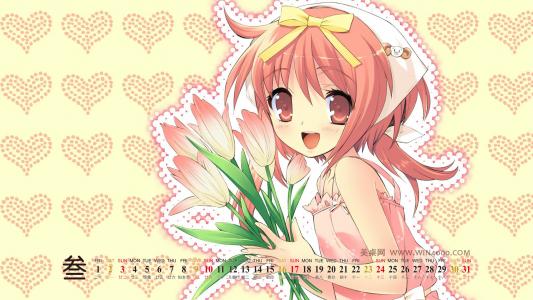 绿色护眼桌面壁纸之2013年3月日历桌面日历壁纸第4张