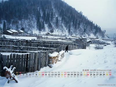 美丽雪景风光壁纸之2013年3月日历壁纸【2】第2张