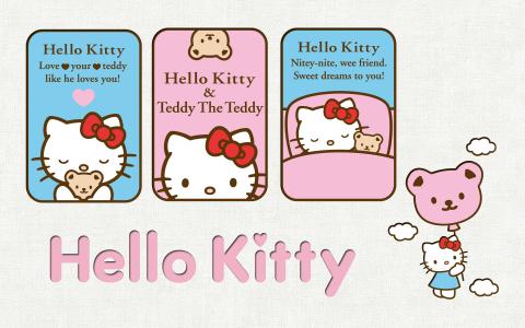 红色蝴蝶结可爱HelloKitty卡通宽屏壁纸第4张