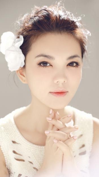 女星李湘李湘蕾丝裙唯美手机壁纸第3张