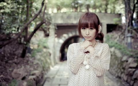 甜美手绘可爱女生插画手机壁纸第5张