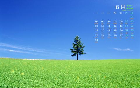 2014年6月日历壁纸蓝天白云自然风光小清新绿色护眼第6张
