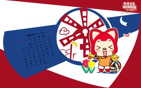高清2022年7月日历卡通阿狸高清电脑桌面壁纸第5张