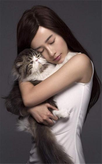 夏梓桐与猫咪拍写真可爱唯美手机壁纸第2张