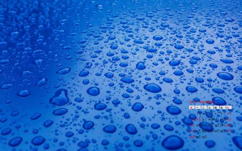 高清雨水2022年7月日历护眼桌面壁纸清新养眼的绿色水滴第4张