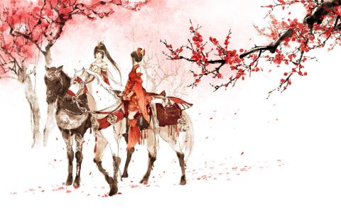 高清古典优雅中国风唯美古装美女高清手绘桌面壁纸(一)第6张