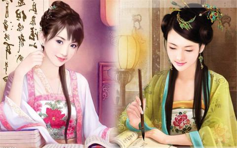 高清古典优雅中国风唯美古装美女高清手绘桌面壁纸(二)第0张
