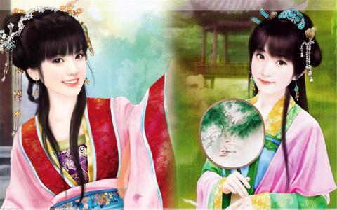 高清古典优雅中国风唯美古装美女高清手绘桌面壁纸(二)第1张