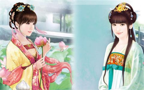 高清古典优雅中国风唯美古装美女高清手绘桌面壁纸(二)第2张