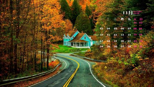 2014年10月日历壁纸唯美意境小清新初秋森林自然风光(三)第1张