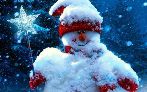 可爱堆雪人图片壁纸电脑桌面第6张