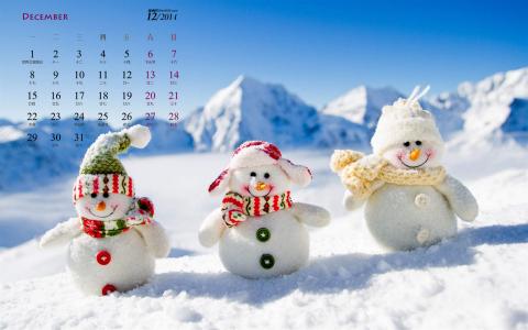 可爱堆雪人图片壁纸电脑桌面第2张