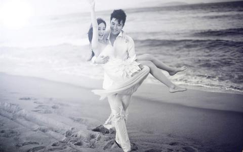 贾乃亮李小璐唯美婚纱照高清电脑桌面主题壁纸(一)第4张