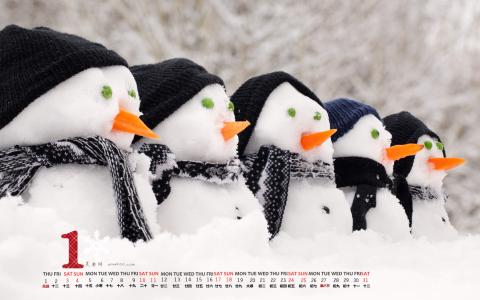 冬季可爱雪人图片手机壁纸第0张