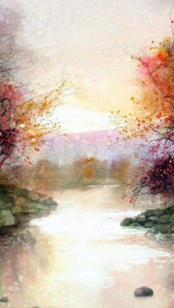 植物水彩艺术插画手机壁纸第0张